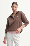 Adidas Originals bluza Essentials Halfzip Sweatshirt femei, culoarea maro, cu imprimeu, IR5938