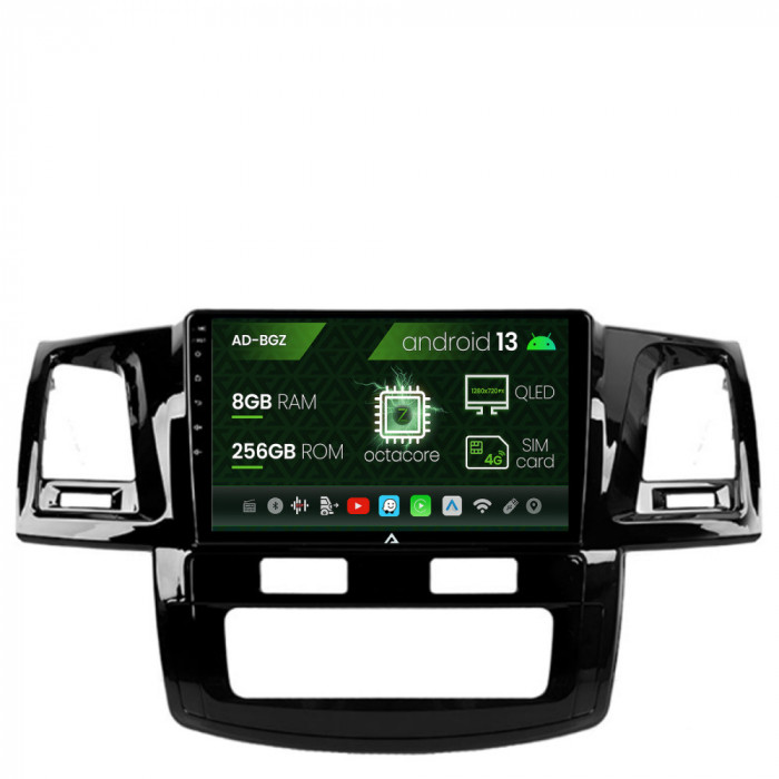 Navigatie Toyota Hilux (2008-2014), Android 13, Z-Octacore 8GB RAM + 256GB ROM, 9 Inch - AD-BGZ9008+AD-BGRKIT081