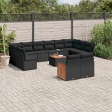Cumpara ieftin Gossi set mobilier de gradina cu perne, 13 piese, negru, poliratan