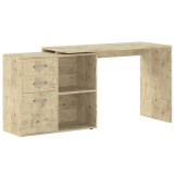 HOMCOM Birou de Colț pentru PC cu 2 Sertare și Rafturi Deschise, Birou de Colț &icirc;n Formă de L, 117x83,5x76 cm, Lemn Natural | Aosom Romania