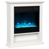 HOMCOM Șemineu electric 1800W, șemineu decorativ fals, efect de flacără &icirc;n 9 culori și 5 niveluri de luminozitate, 62,5x20x72,5cm, alb | Aosom Romania