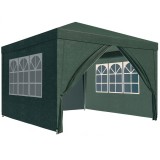 Cort pavilion de gradina, 300x300 cm, cu 4 pereti laterali cu ferestre, impermeabil cu rezistenta UV, verde Household NewTrend