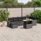 Cumpara ieftin Gossi set mobilier de gradina cu perne, 8 piese, negru, poliratan