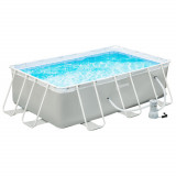 Outsunny Piscină Supraterană cu Pompă de Filtrare și Cadru de Oțel 291x190x75cm Gri Rezistentă și Ușor de Asamblat pentru Grădină | Aosom Romania