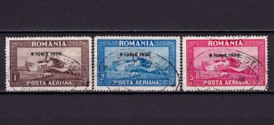 ✅RO 1930 LP 84 &amp;quot; C. Raiu - supratipar - filigran vertical &amp;quot;, serie stampilata - stampile ovale PAR AVION , tiraj 1300 serii foto