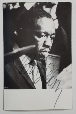 ART BLAKEY ( 1919-1990 ) , BATERIST AMERICAN DE JAZZ , FOTOGRAFIE SEMNATA OLOGRAF , ANII &amp;#039; 70 foto
