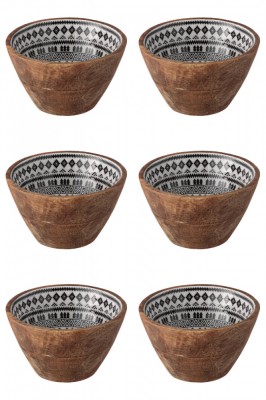 Set boluri, 6 piese, 480 ml, Lemn, Alb foto