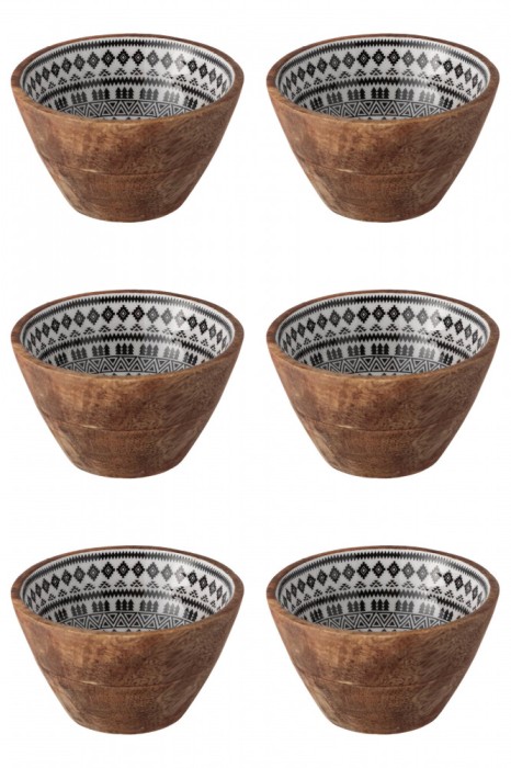 Set boluri, 6 piese, 480 ml, Lemn, Alb