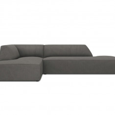 Coltar stanga 4 locuri, Ruby, Micadoni Home, BL, fara cotiera, 273x180x69 cm, velur, gri inchis