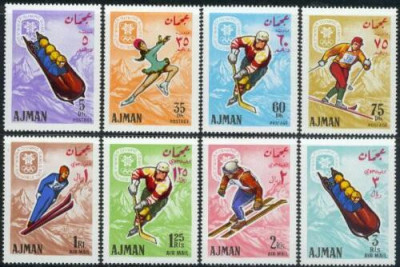 AJMAN, GRENOBLE - SERIE COMPLETĂ PERF./IMPERF. MNH (2 FOTO) foto