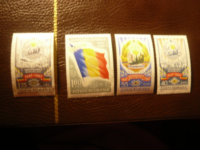 Serie Romania 1967 Stema - 20 Ani PPR , 4 valori