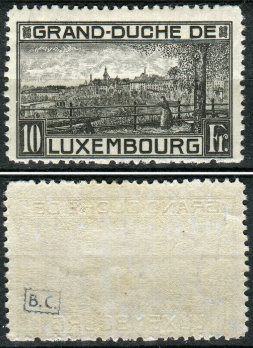 Luxembourg 1923 View of Luxembourg 10Fr Mi.143A SIGNED MH AM.412