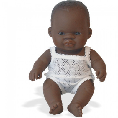 Papusa Baby african fata Miniland 21cm foto