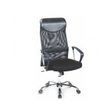 Scaun birou HM Vire, Mesh, Ergonomic, Cadru Metal, Tetiera cu piele ecologica, Inaltime ajustabila, Mecanism balansare, 100 Kg, Negru