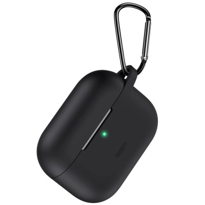 Husa neagra pentru protectia castilor Apple Airpods Pro cu carlig prindere foto