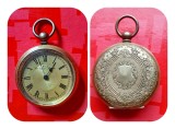 H521-Ceas buzunar antic dama IVY RD TRADE MARK Elvetia nefunctional raritate sfarsit secol 19, inceput 1900 alama aurita gravat cadran metalic aurit.