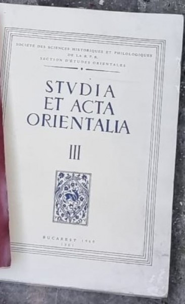 Studia et Acta Orientalia Nr. III, 1960