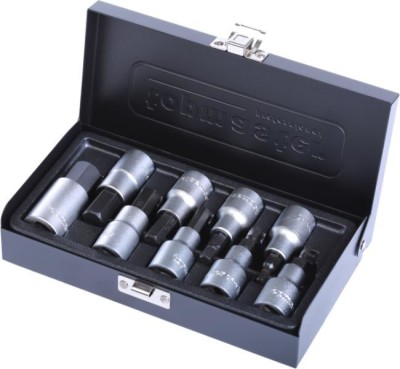 Set tubulare cu biti 1/2 4-17mm, 9 bucati, CR-V, Topmaster, 330147 foto
