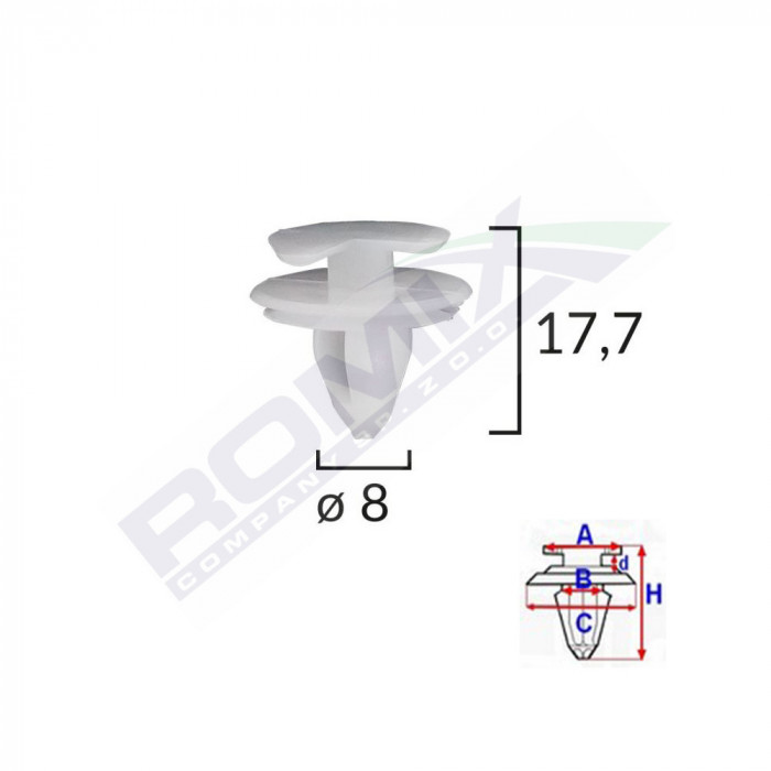 CLIPS TAPITERIE PENTRU FIAT/LANCIA/ALFA ROMEO/RENAULT - ALB SET 25 BUC 61535