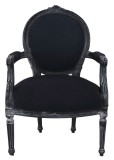 Semifotoliu medalion din lemn masiv negru cu tapiterie neagra CAT521I49