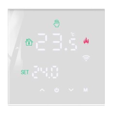 Termostat centrala WIFI inteligent cu fir, controlat din aplicatie telefon pentru incalzirea termica pe gaz M3H, display capacitiv, Alb