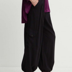 MAX&Co. pantaloni femei, culoarea negru, fason cargo, high waist, 2416131072200