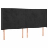 Cumpara ieftin Tablie de pat cu aripioare, negru, 203x16x118/128 cm, catifea