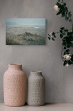 Tablou Canvas, "Cerbi &icirc;n peisajul aspru de toamnă", Cerb, Pajiște, Peisaj, C&acirc;mpie, R&acirc;u, Natură, Sălbatic, Noros, Tihnă, 39 x 26 cm, CMCLASS