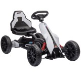 HOMCOM Go-Kart Electric Pentru Copii 3-8 Ani, 3-5 Km/h, Alb | Aosom Romania