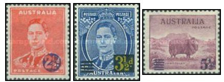 Australia 1941 - Uzuale, supratipar pe emisiunea 1937, serie neu