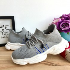 Adidasi gri elastici cu talpa din spuma pantofi sport pt copii 30 31 32 cod 0879 foto