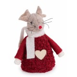 Figurina Craciun Soricel textil cm 5 x 5 x 8 H
