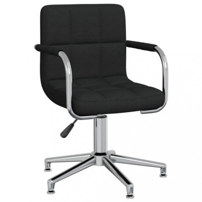 vidaXL Scaun de bucătărie pivotant, negru, material textil foto
