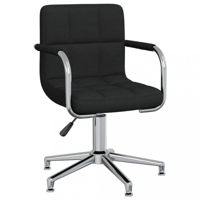 vidaXL Scaun de bucătărie pivotant, negru, material textil