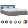 Gossi cadru pat hidraulic cu lada si led gri taupe 140x200 cm textil