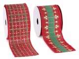 Cumpara ieftin Set 4 panglici Craciun textil rosu alb verde 63 mm x 10 m