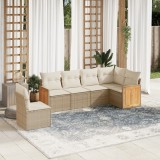 vidaXL Set canapele de grădină cu perne, 6 piese, bej, poliratan 3227696