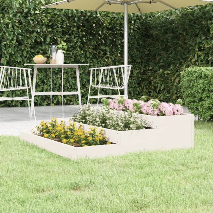 vidaXL Jardinieră, alb, 107x107x27 cm, lemn masiv de pin 823914