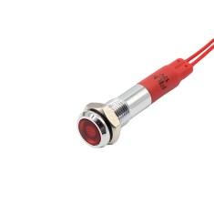 Indicator LED plat de panou alama 6mm, 2 fire 20cm, rosu, 12-24V DC, IP65, FL1M-06FW-1-RED