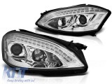 Set de faruri de tuning potrivit pentru Mercedes S-Class W221 2005-2009 cu baza cromata, stanga si dreapta Performance AutoTuning