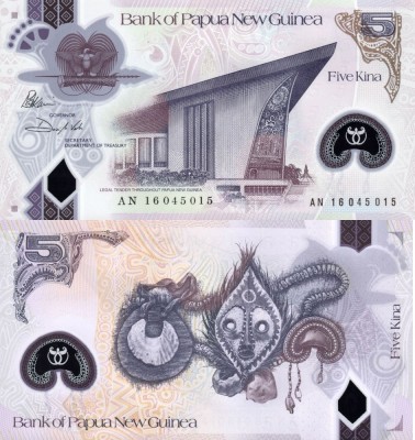 PAPUA NOUA GUINEE █ bancnota █ 5 Kina █ 2016 █ P-51 █ POLYMER █ UNC necirculata foto