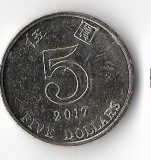 Moneda 5 dollars 2017 - Hong Kong, Asia, Cupru-Nichel