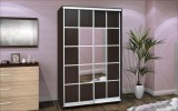 Dressing 2 Usi Glisante Wenge 200x60x200 cm, Oglinda, Dulap Dormitor/Hol, Pal Melaminat, 6 Rafturi, MP