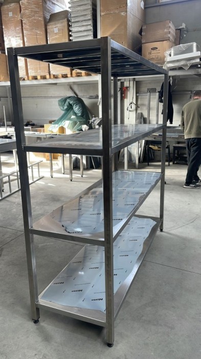 Raft inox cu polite pline sau perforate, facem la cerere pe dimensiunea clientului