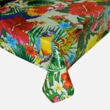 Fata de masa din plastic pentru petrecere, 180x120 cm, verde, cu model tropical, CMCLASS