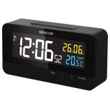 Ceas Digital Sencor SDC4800B cu Termometru, Alarma, Afisaj Color, Control Radio DCF77, Temperatura Interioara, Calendar