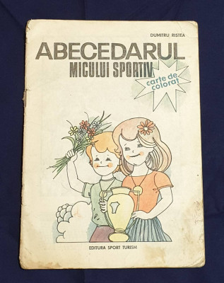 ABECEDARUL micului sportiv - Carte de colorat pt copii elevi - scolari anul 1988 foto