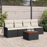 Cumpara ieftin Set de canapele pentru grădină cu pernă 5 pcs Negru, Crem