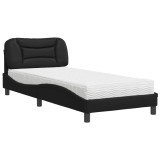 Cumpara ieftin Pat cu saltea, Hvar, negru, 80x200 cm, piele ecologica
