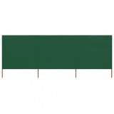 vidaXL Paravan anti-v&acirc;nt cu 3 panouri, verde, 400 x 160 cm, textil